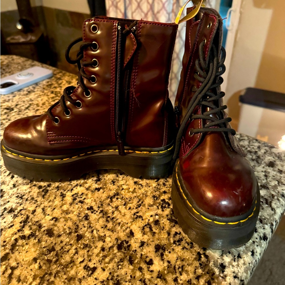 Maroon platform Dr. Martens.  Like new condition!